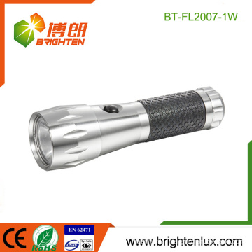 Factory Emergency Used 3*AAA Battery Operated Aluminum 1watt Cree Powerful and Cheap led Flashlight with Anti-skid Rubber Grip